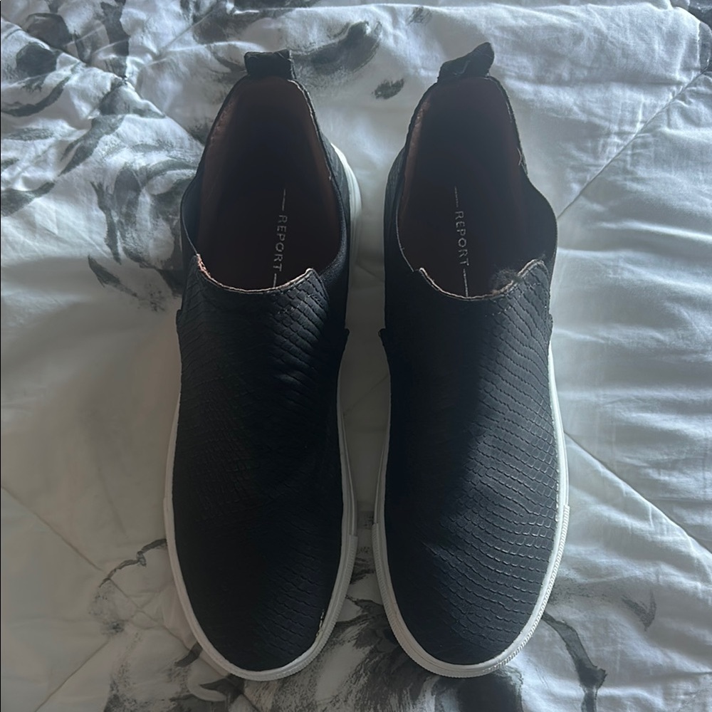 Report Black Slip-On Sneakers with Knit Upper